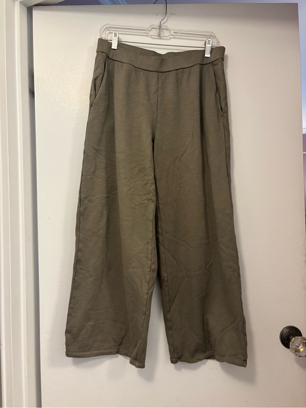 Eileen Fisher Olive Wide-Leg Sweatpants